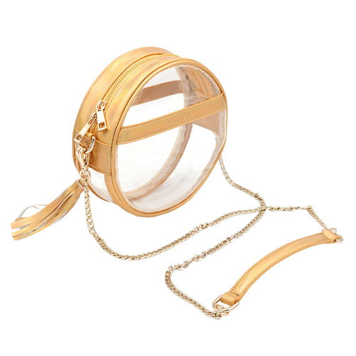 Policy Handbags - Clear Bare Roundie Bag- Gleaming Gold
