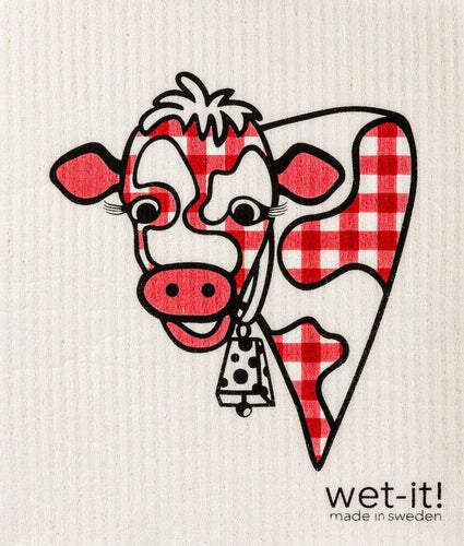 Wet-it! - Red Gingham Cow Swedish Cloth